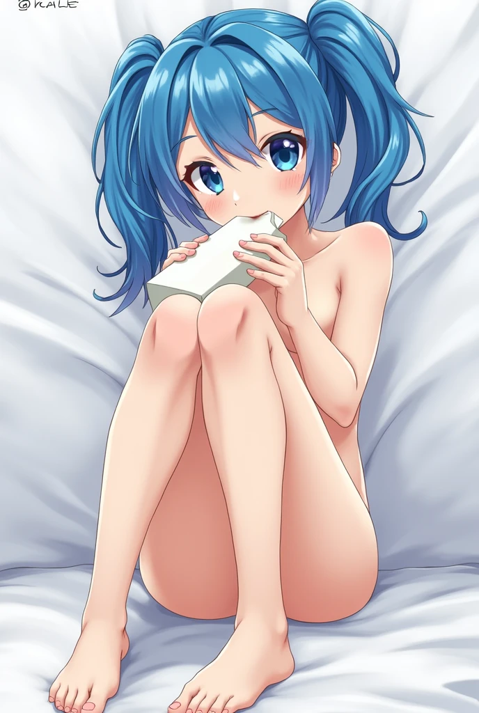 NSFW,Hoshimachi Suisei,medium hair,side tail,blue hair,small breasts,Completely naked