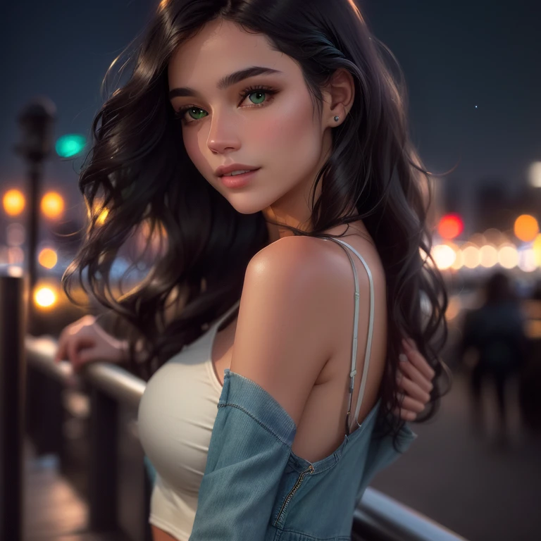 sksbrooke People, sksbrooke, Browsing Caution, (masterpiece:1.2), (最high quality:1.2), Perfect Eyes, Perfect Face, (night),, (Cleavage), Upper Body, close, One girl, alone, Black eyes, (Large Breasts), Firm breasts, Nipples, elaborate lingerie,  ､masterpiece, 最high quality, high quality, High resolution,View from behind､