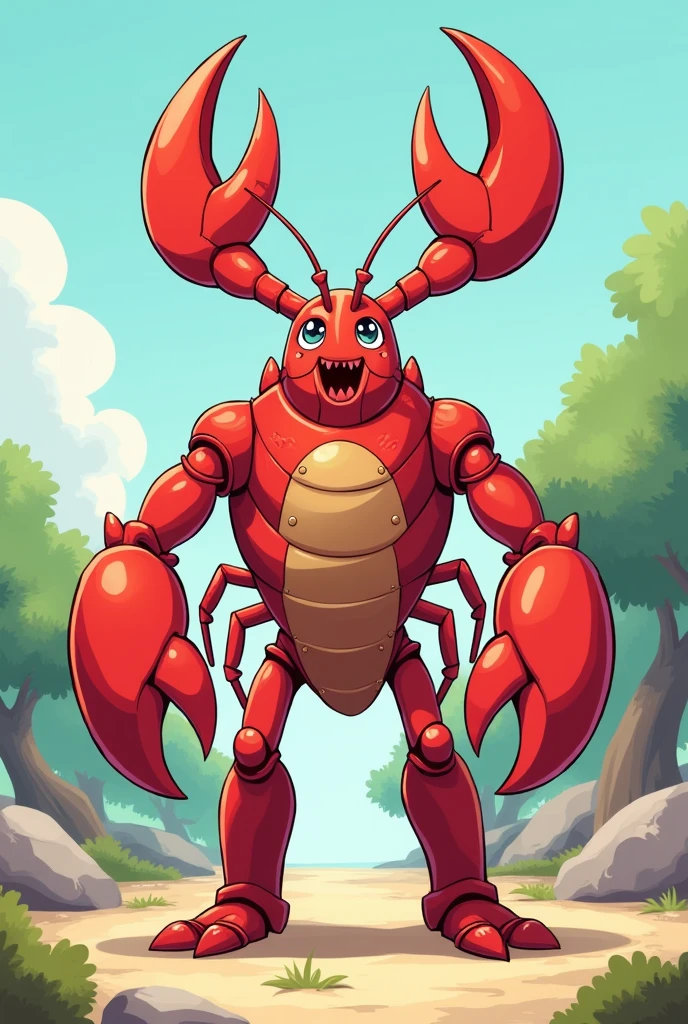 A standing lobster，Anime Character，Game monster character，A shrimp soldier，A standing lobster monster，cartoon character，Cartoon simple shape,