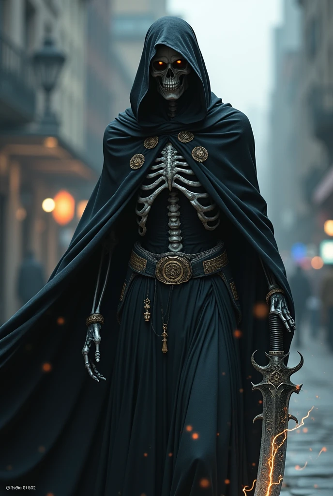 Skeleton ninja with a crown type small logo full body
