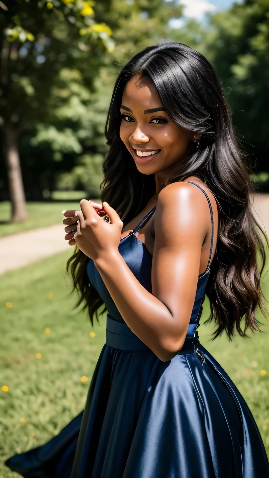 ((African dark peau, very deep ebony peau)), ((Its beauty is undeniable)), ((Excited cute face)), ((Hyper detailed perfect eyes,)), ((pose mignonne)), ((langue dehors)), ((Attractive )), sexy, (( Tight knit shirt, short court sexy)), ((Cheveux afro longs bouclés africains en queue de cheval,)), (( peau)), ((debout, vue de face)), ((toucher ses propres jambes dans une pose sexy)), ((en plein air, Ville publique)), computer-generated image with sharp focus, photoRealistic, high detail, Realistic, chef-d'artwork, absurdes, best quality, hdr, high quality, HD, extremely detailed, Fond d'8k screen, intricate details, 8k euh, Full HD, (Realistic photo:1.2), contraste, intense lighting, cinema lighting, natural lighting, hard light, backlight, Illumination globale, occlusion ambiante, canned