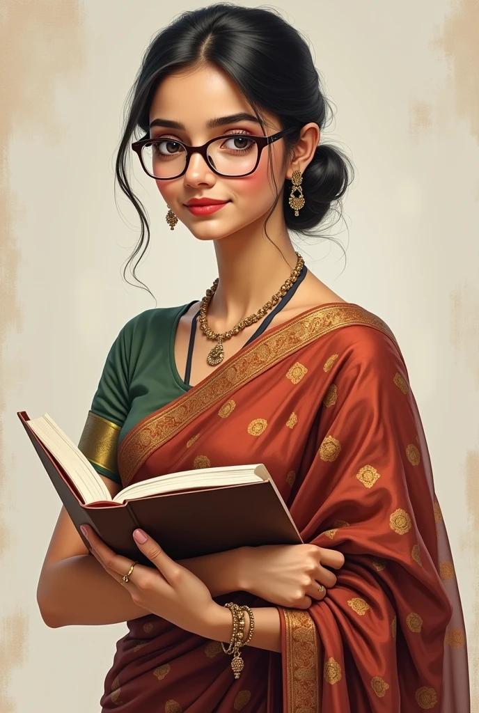Beautiful Indian girl doctor monk princess indian queen college girl with specs