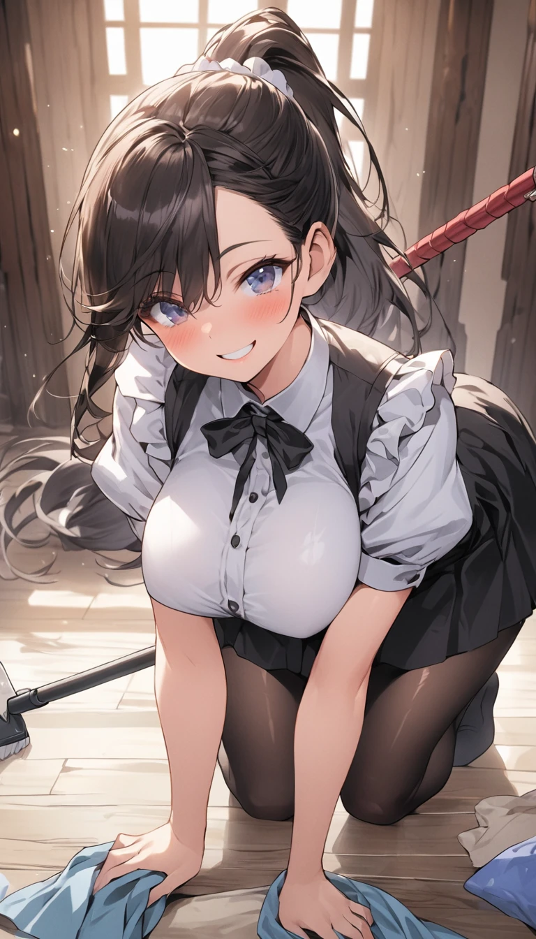 skirt by the、Maids(Skirt lift with both hands)、By the window of the mansion、embarrassed from、blushed face、Colossal tits、Black garter、Spread your legs apart、Mole on the inner thigh、Sexy underwear figure、face excited、A dark-haired