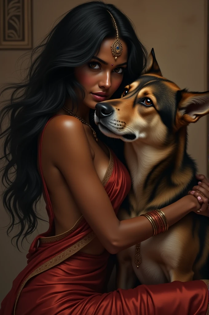 Female dog, human body 