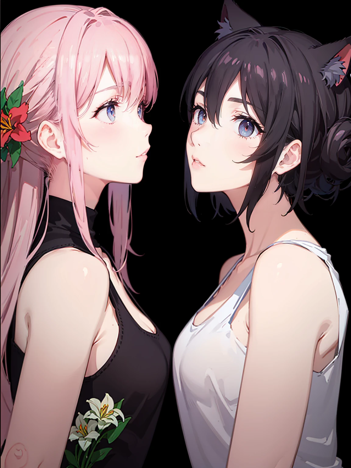 楽しんでいる2人of女性, of:1,2, :1,2, Browsing Caution:1,2, Lesbian lilies:1,2, Cat, Make your face bright red, Wearing a tank top and skirt, 暑い夏of日