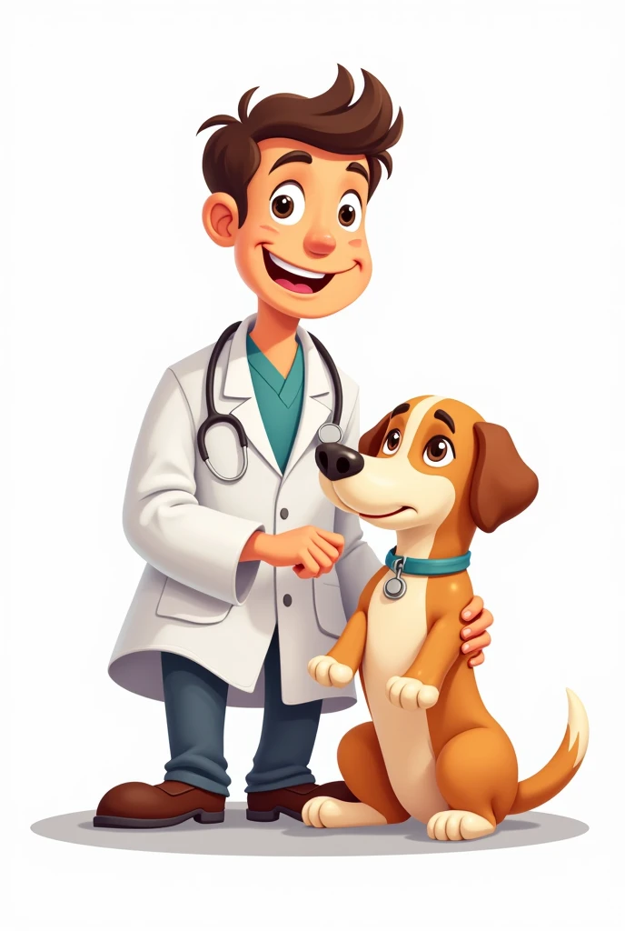 Cute brown dog character wearing white coat and simple stethoscope over shoulder Without background --auto --s2