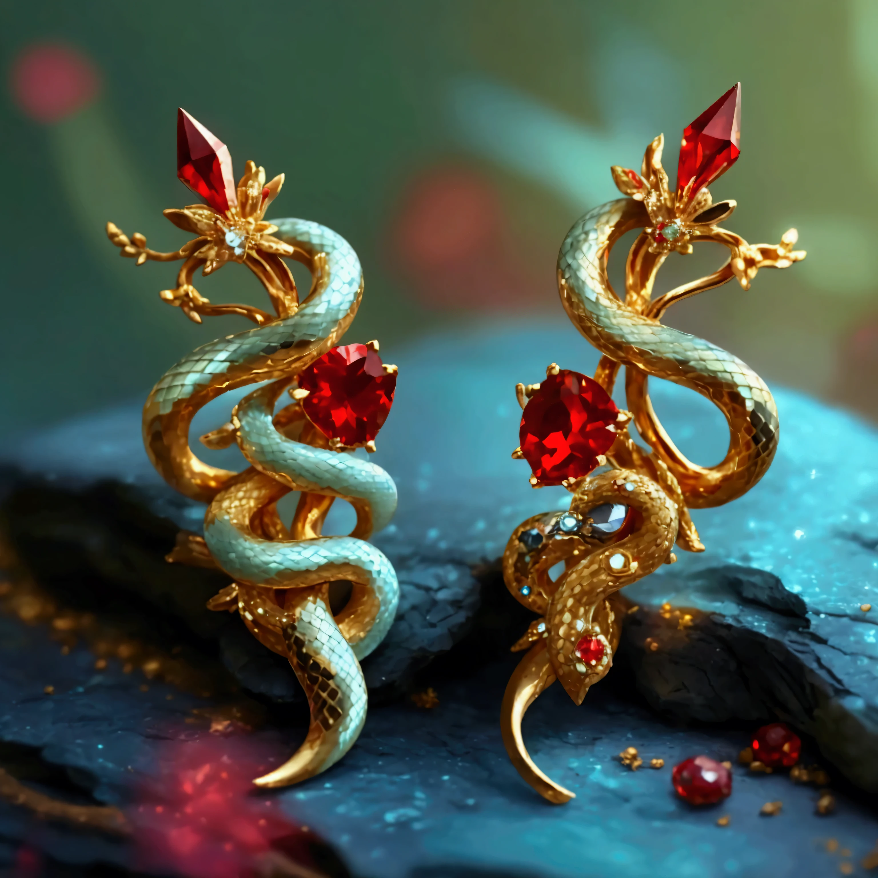 ((masterpiece)), brooch, gold brooch, red crystal badge, magical badge, single crystal in top badge, (brooch), magical weapon, decorative, delicate, fancy, snake-shaped brooch, snake red crystal badge