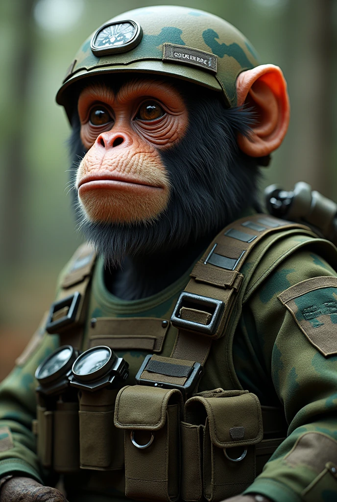 photo, (Sniper PongoAbelii:1) (Ape Soldier wearing Uniform:1) holding (Sniper Rifle)