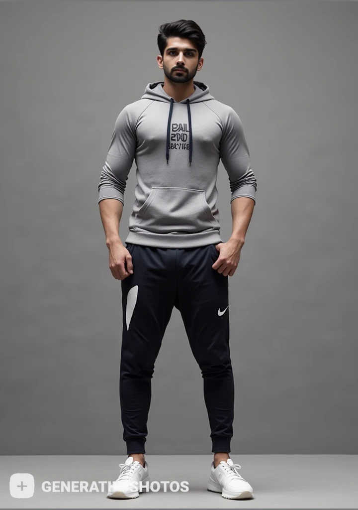 photo of sc_landon standing against a weathered concrete wall  <lora:prodigy_sc_landon-08:0.75>, wearing a compression shirt and leggings, wearing running sneakers, hands in his pockets, looking at the camera, strong confident pose