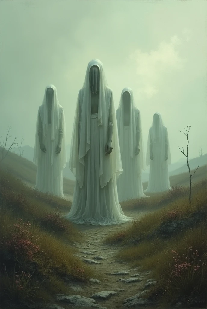 forest with women and men turned into stone