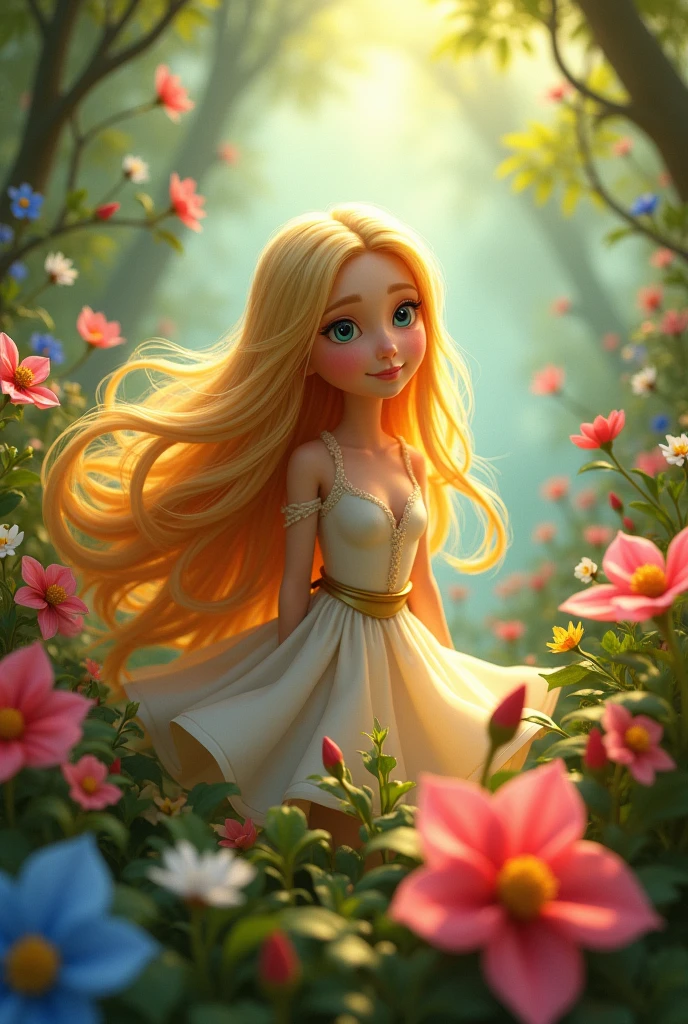 paris hilton is doing a fashion shoot, she is wearing a stylish sheer summer dress acting warm and pure in a field of bright flowers