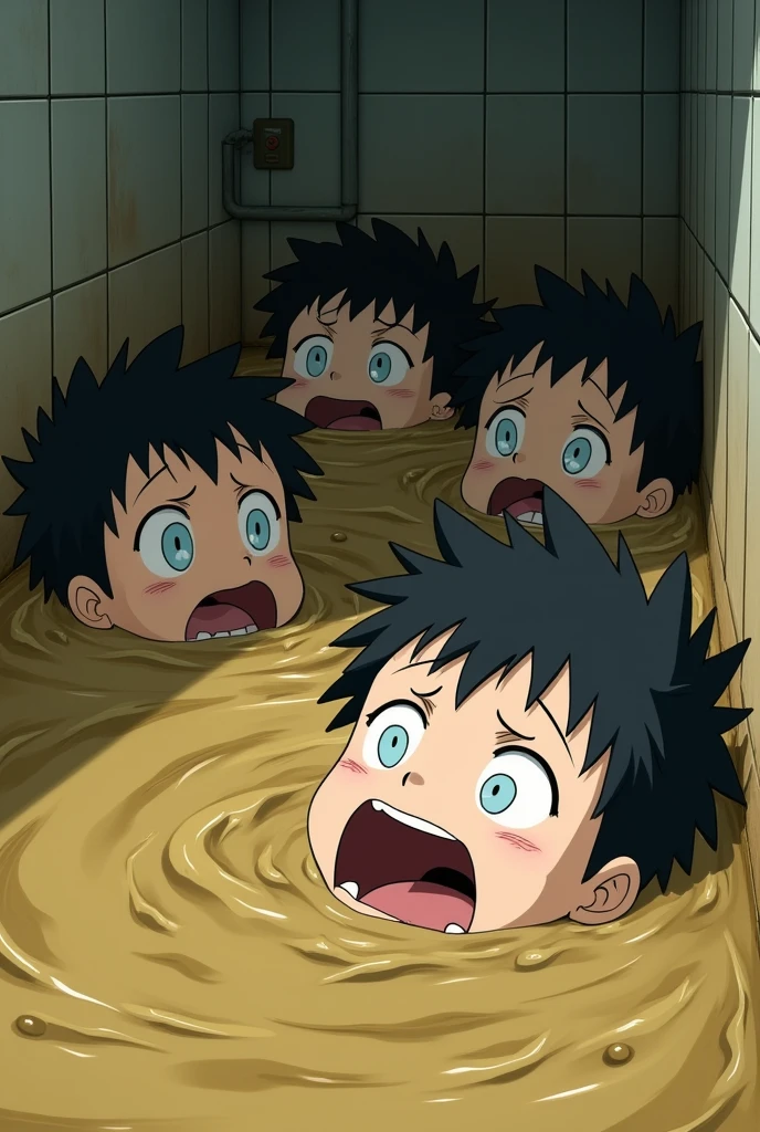 Naked lolicon crying, ful body, Yamato, humiliated, Tied with BDSM chains, excited men around her, orgy, orgy, in pain, studio ghibli style