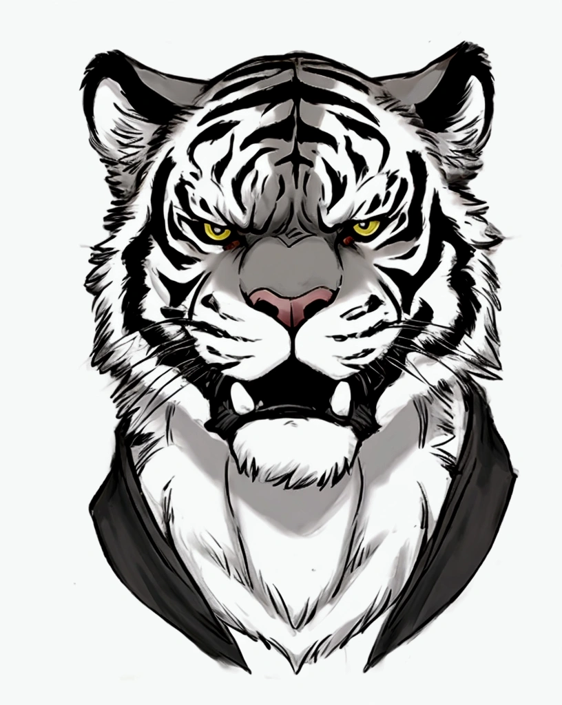 create an angry tiger face with white background for a logo