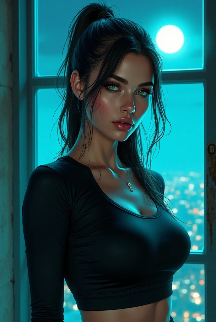 (dark shot:1.4), 80mm, 1/2 crop, gorgeous 18-year-old Mexican girl, with very big blue eyes, real breasts, very very long black hair, (black thong:1.1), soft light, sharp, exposure blend, medium shot, bokeh, (hdr:1.4), high contrast, (cinematic, teal and orange:0.85), (muted colors, dim colors, soothing tones:1.3), low saturation, (hyperdetailed:1.2), (noir:0.4), (natural skin texture, hyperrealism, soft light, sharp:1.2), (intricate details:1.12), hdr, (intricate details, hyperdetailed:1.15)
