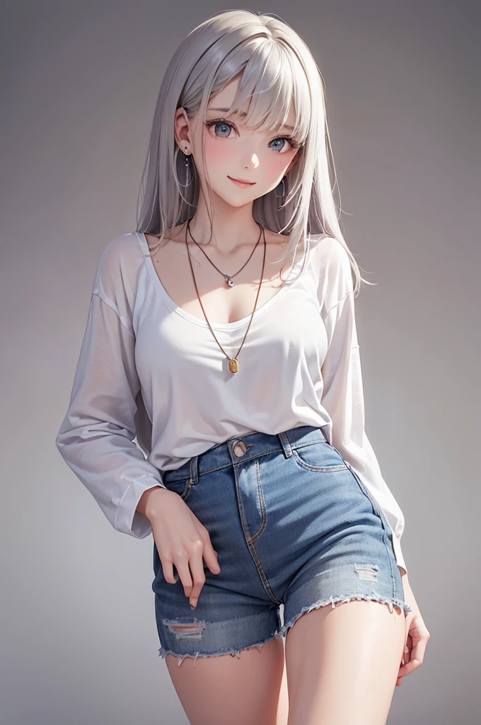 (No background), (Gray Hair), (Braid), , smile