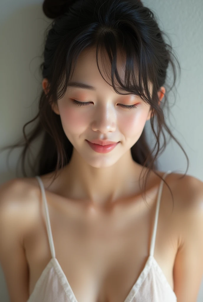 Beautiful Asian Korean teenage girl, fair skin, naked, no clothes.