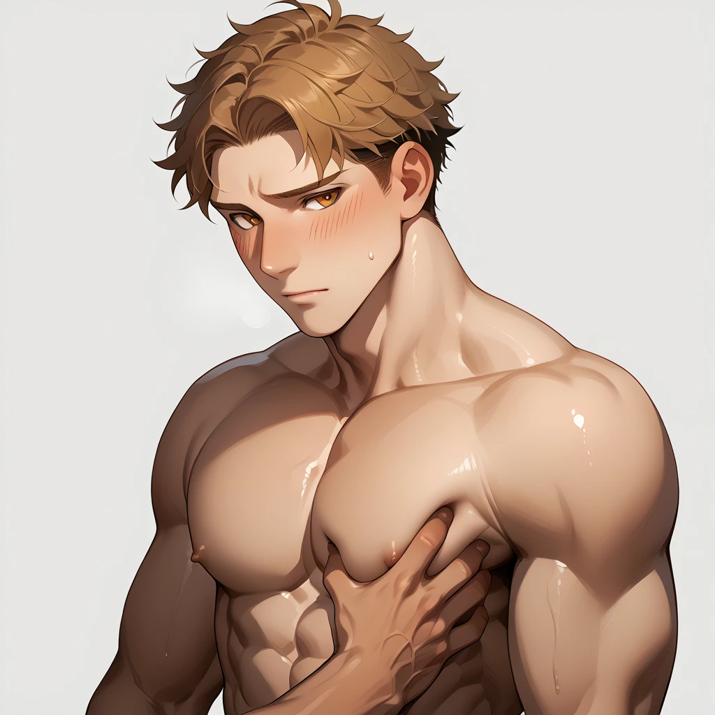 score_9, score_8_up, score_7_up, score_6_up, rating explicit, focus male, source anime, 1boy, deepgrab, deep skin, pectoral, blush, male only, yaoi, shy