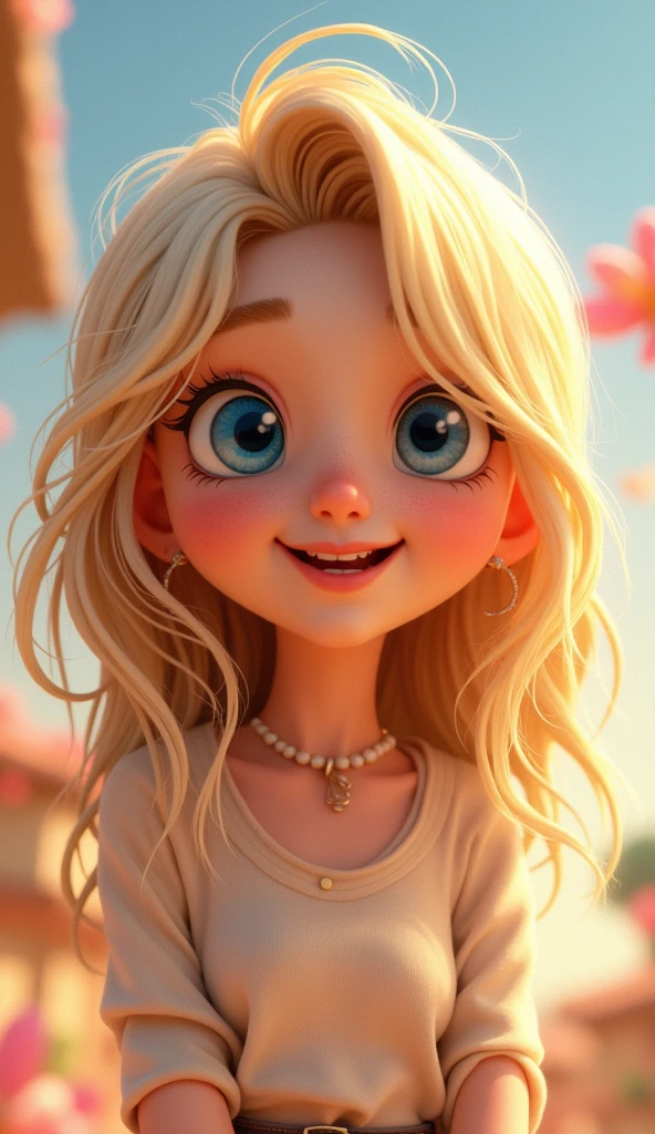 Best picture quality, detailed eyes, long eyelashes, best picture quality, adorable 5 year old girl, laughing hysterically in front seat of roller coaster, happy smile, amazingly large shining eyes, long eyelashes, long golden hair, neat , friendly and bright smile, busy amusement park in background, pale watercolor on pen drawing,