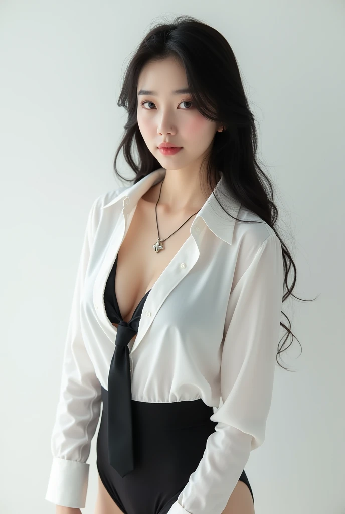 ((top quality、8K、masterpiece:1.3))、Beautiful woman with perfect body:1.4、slim abdomen:1.2、long hair, normal breast, Highly detailed face and skin textures, eye for detail, (laugh), (full body shot), ((studio)), (sit on a chair), (((wearing a black nightdress)), Looking Ahead, (((plain gray background:1.2)))