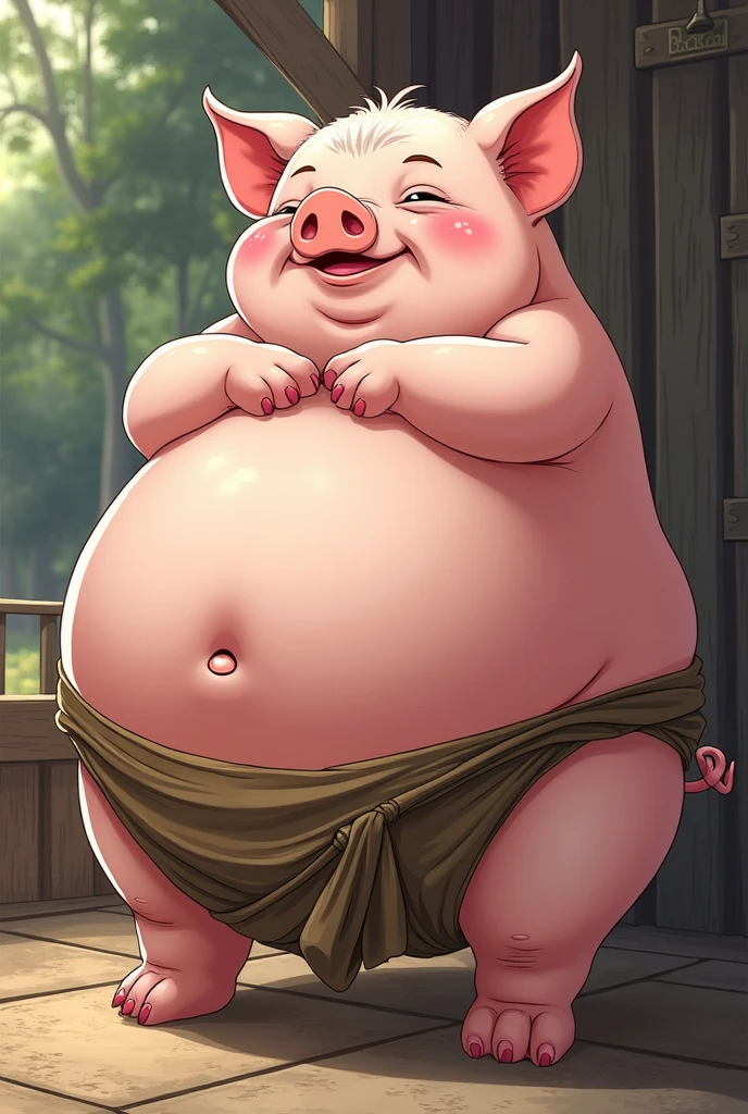(cute, obese, anthro, male, pig cub), nude, penis, blush, fantasy forest background, trail, full of effects, dynamic, highly detailed, intricate details, rim lighting,global lighting with ray tracing,detailxl