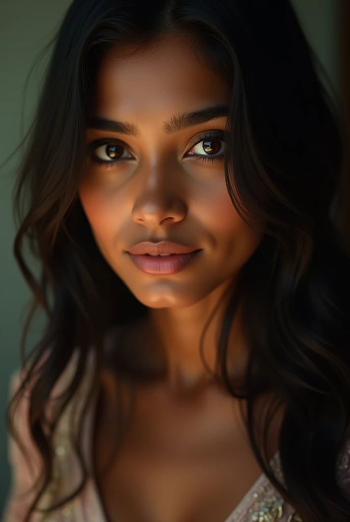 (((ultra realistic))) Photo, masterpiece, top quality, (black skin), long lips, (Ultra detailed face and eyes:1.3), 1 girl, Adult, in a T-shirt, (Eye makeup, mascara) , ((large detailed lips)), ((white long wavy hair)), ((Chyolka)) , (Natural breasts), Slim waist. ((Posing)), photoshoot, studio (soft lighting), (The play of light and shadows), depth of field, bokeh, (special attention to skin detail: 1.2), ((close-up portrait, close to the camera top view))