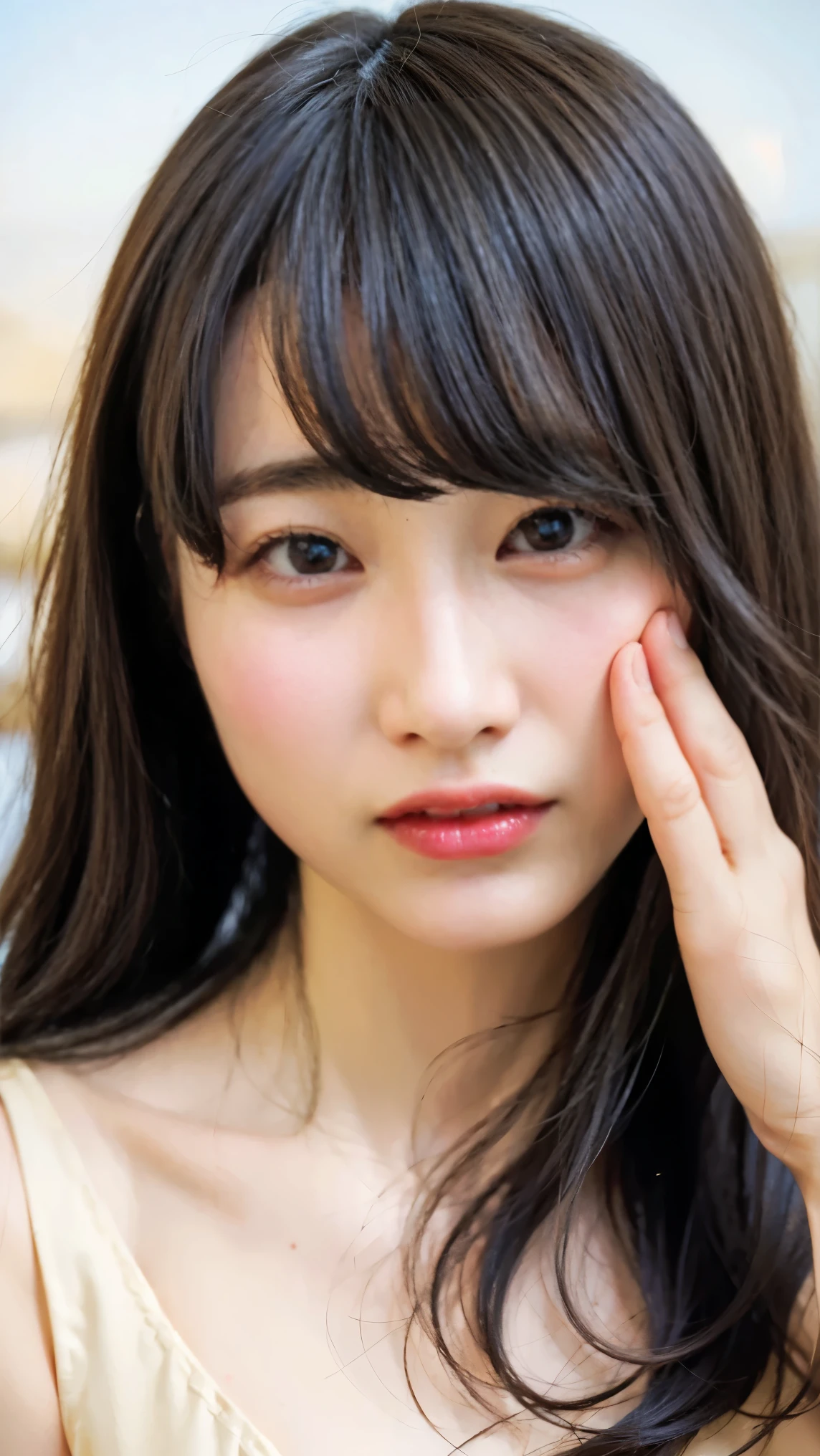 (Tabletop、highest quality、8k、Award-winning works、Ultra-high resolution)、One Woman、(Face close-up:1.4)、Perfect beautiful face、(Closed lips:1.1)、(Pure white background:1.1)、nude、Expressionless