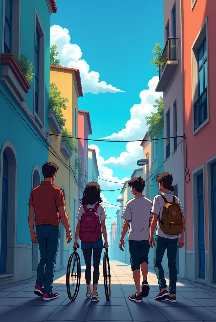 Friends who decided to travel but needed to learn English **2. Learning on the journey:**
   - They improved their English while exploring a new city.
   - Not only did they discover new places, but they also learned more about each other.
