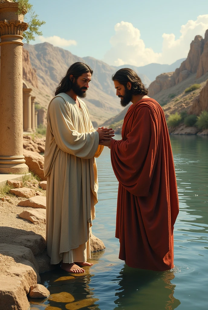 Jesus helping someone poor guy from flood and back ground will be the Bangladeshi villages
