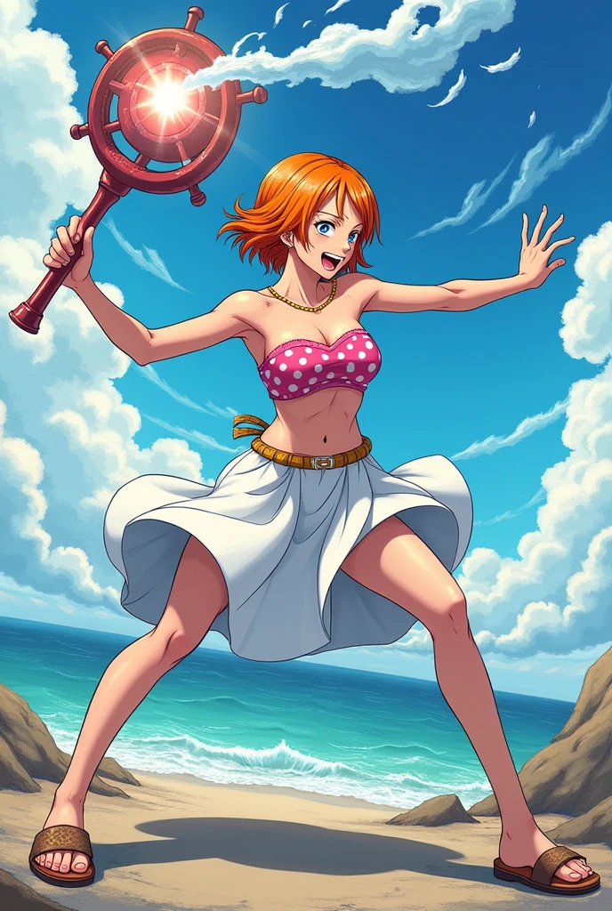 (((One Piece Costume)))、Demon Sword、garter belt、White ribbon、1girl