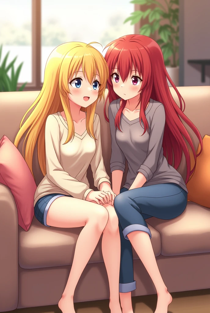 2girls smiling, sitting