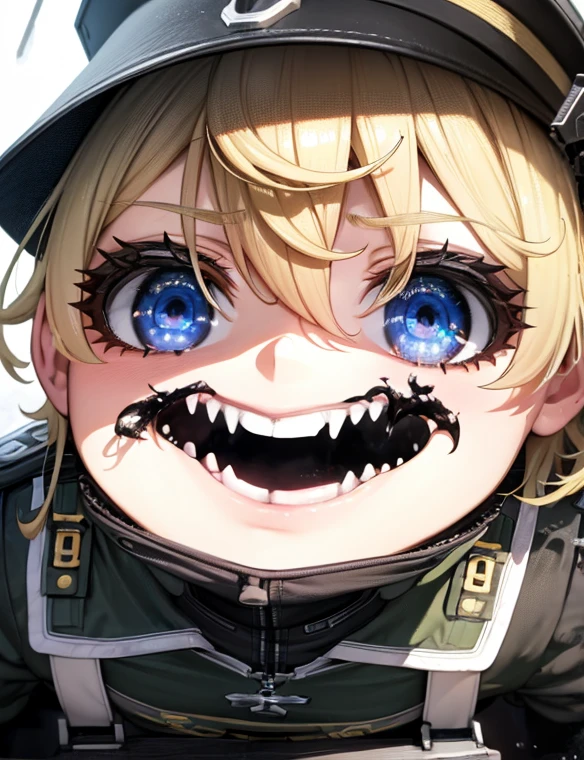 score_9, score_8_up, score_7_up, score_6_up, source_anime, BREAK by ikuchan kaoru, iku, clean color, flat color,1girl, hellsing, blonde hair, vampire, fangs, excited, outdoors, in Forest, face focus, face closeup, face, face only, , covering eyes, interracial, penis awe, dark skinned male, huge penis