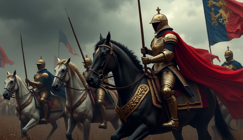 "An epic depiction of Rodrigo Díaz de Vivar, also known as El Cid, Alexander the Great, leading the brave people of Macedonia in a battle for honor and freedom.", rostos extremamente detalhados, a vibrant cinematic photorealist, 12k, highes definition , high resolution, Ultra alta qualidade, Ultra sharp focus, extremely realistic, cinematic shots