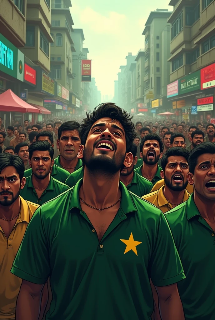 The shirtless people running and panicking to left but a lot of Normal city people with clothes chasing them with bike,cars with big bat sticks to beat them up at mid night in Bangladesh . funny catoonish