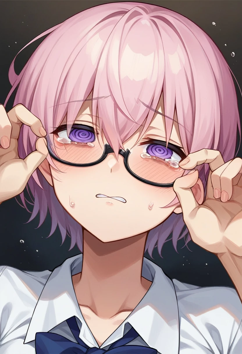 score_9, score_8_superior, score_7_superior, sauce_anime,公式animeのスクリーンショット、whole body、
Mashkirielite, Mash Kyrielight, short hair, Purple eyes, Pink Hair, , 
Glasses,  No light in my eyes、Hollow Eyes, Half-closed eyes,tears、blush、((Auntie has sex with her grandpa while her son watches、、Son&#39;s back view、The man is rubbing her breasts from behind、Masturbation、whole body、Large penis))（ naked、Huge breasts、Enlarged nipples、Red collar、Bitter smile、Open your mouth、Are standing、View from the front、Sweaty、Mature Woman、Slightly dark nipples , Saggy breasts、Nipple piercing, Long chest、Wet pussy、semen）Uncensored genitals、