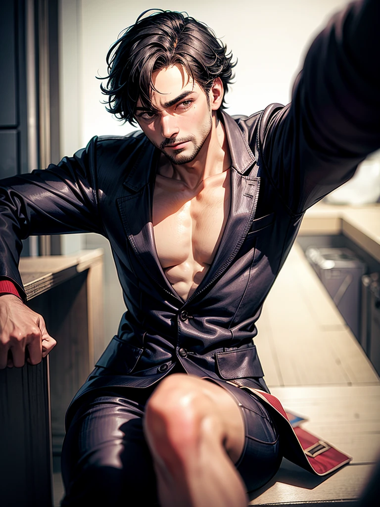 ((Men only)),   (handsome man in his 20s), (batman), (Batman's appearance is characterized by sexy micro thong ), (Mischievous smile),  HIG quality, beautidful eyes, (Detailed face and eyes), (Face、: 1 / 2), Noise, Real Photographics、... .PSD, Sharp Focus, High resolution 8K, realisitic & Professional Photography, 8K UHD, Soft lighting, High quality, Film grain, FujifilmXT3 ,sexy , NSFW , eroticism , full length shot(fls)  ,standing, (thick thighs , phat hips ,wide pelvis , wide hips) , handsome boy ,  smirk , grins , K-pop idol looking ,  bare thighs, bare chest , bondage collar , hourglass shaped body , handsome korean boy. , handsome face , detail face ,(((only boy ,only male))), extra short hair ,topless. , hands bind behind back