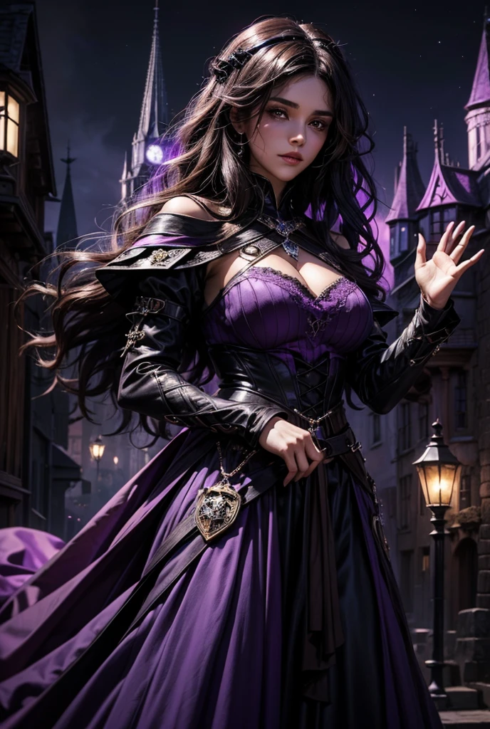 arafed woman in a purple dress holding a wand and a skull, liliana vess, dark fantasy female magician, magic the gathering sorceress, necromancer sorceress, alluring mesmer woman, evil sorceress, artgerm julie bell beeple, sorceress, fantasy card game art, dark sorceress full view