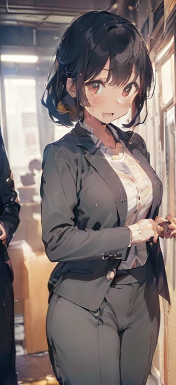 (must be follow these prompts:2.2),masterpiece,best quality,extremely detailed,(in her clothing:3.0),(formal styled business suit:2.4),(adorable expression:2.5),(usual face:2.2),(displayed one woman on single picture:2.3),(black hair:2.1),(A short new employee in a business suit working in modern Tokyo:2.2),(The new employee is short and wears a full-length business suit.:1.7),(A cute moan like a young girl:2.1),(その新入社員はInnocent faceをしている:1.7),(The new employee was wearing a business suit that had been ejaculated into a long time ago, leaving a faint yellow-brown semen stain uneven in color on the suit.:1.7),(The new employee's breasts, covered by her business suit, are bulging out due to her strong sexual desire.:1.9),(Lewd love juices dripping down the inner thighs of his dark grey trousers:2.1),(clothing violated:1.9),(japanese pretty girl:1.7),(men's elected twangers were inserted her:2.3),(she was already stroked up to the depth intervaginal sensual spot:1.7),(notably buldged up her inner labia majora:2.6),(A young, shy moan:1.5),(big breasts in her clothing:2.2),(A new employee with a very innocent look while working in the office:2.3),(The new employee is short but has a slightly plump body.:1.9),(The crotch of his dark grey trousers is heavily discolored with love juice stains.:2.5),(The new employee is convulsing and dripping love juice from her pussy, which is hidden under her pants.:1.8),(The new employee's dark grey trousers, tightly encircling her plump thighs, are damp with lascivious secretions.:1.9),(The new employee endures the slush between his legs by keeping his dark grey trousers on tight.:2.5),(The corner of a young girl's body々A new employee whose entire body was toyed with by the lewd urges that wriggled wetly.:1.7),(A new employee who is always holding his crotch over his dark grey trousers:1.7),(A moan filled with childish embarrassment:1.5),(The new employee's suit-covered breasts and nipples are bulging with lust.:1.8),(The new employee's lewd body beneath her clothes is swelling slightly with her lascivious reaction.:1.6),(The new employee works very diligently.:2.5),(The new employee has short, thick legs.:1.6),(first time々New Employees:2.2),(she looks like japanese idol:2.3),(The dark grey trousers are made of a durable fabric that will never tear.:4.3),(Her bursting breasts are completely hidden under a dark grey office suit:1.8),(she looks like a lolita:2.0),(All of this happened to the new employee himself, not anyone else.:2.1),(Slimy semen was leaking from the crotch area of his dark grey trousers.:1.6),(tough business suit:2.2),(Make sure to depict the face:5.3),(Calm expression:4.3),(Innocent face:3),(The story focuses on just that one new employee.:3.3),(The only characters that appear are the new recruits.:4.2),(Portrait:5)