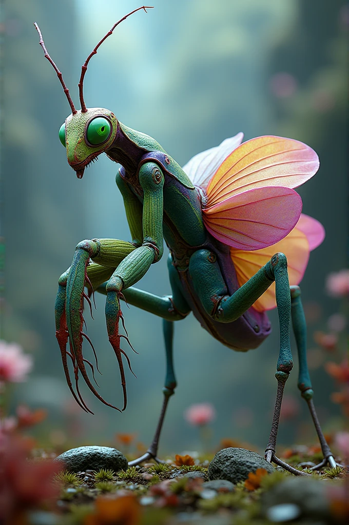 orchid mantis, pale white with pink highlights, hiding on white orchid, preparing to ambush prey, insect macro photography, extremely detailed, high resolution, photorealistic, natural lighting, depth of field, seamless blend of mantis and orchid, vibrant colors