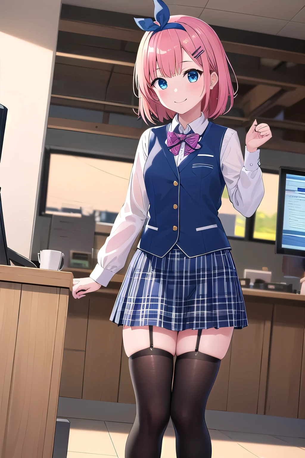 Beautiful illustrations, highest quality, Cute Woman、Clear Face、、blush、Perfect hands、Thighs、(Perfect Face:1.1), Beauty、Adult women、Around 30 years old、OL、suit、Tight Skirt、Two Piece