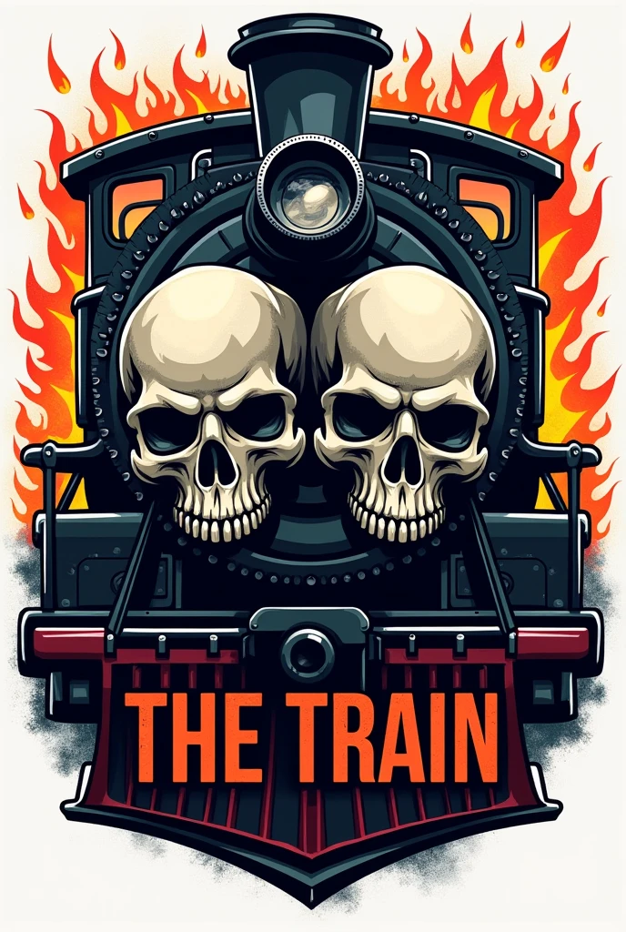 Could you create an image of a train?, with a huge skull in front and a knife in its teeth?
I would like the knife to be horizontal, I would like the following sentence to be written around the skull: TEAM GB The image would like to be in illustration format