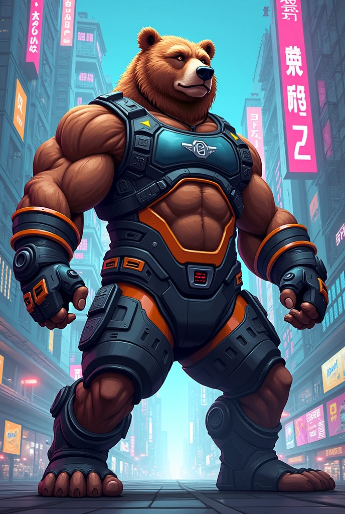 ultra-fine digital painting of a madpunk muscular  <lora:anthro_muscular:0.7> anthro Grizzly bear (Resting on elbows, relaxed charm) at AI rebellion establishing independent society,  super detail, ultra-realism, <lora:xl_more_art-full_v1:0.3>,  <lora:madpunk:0.6>  ,  <lora:fracolor:0.7> fracolor