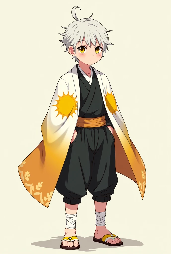 Make an animated chibi boy, White hair, in black robes,  purple eyes
