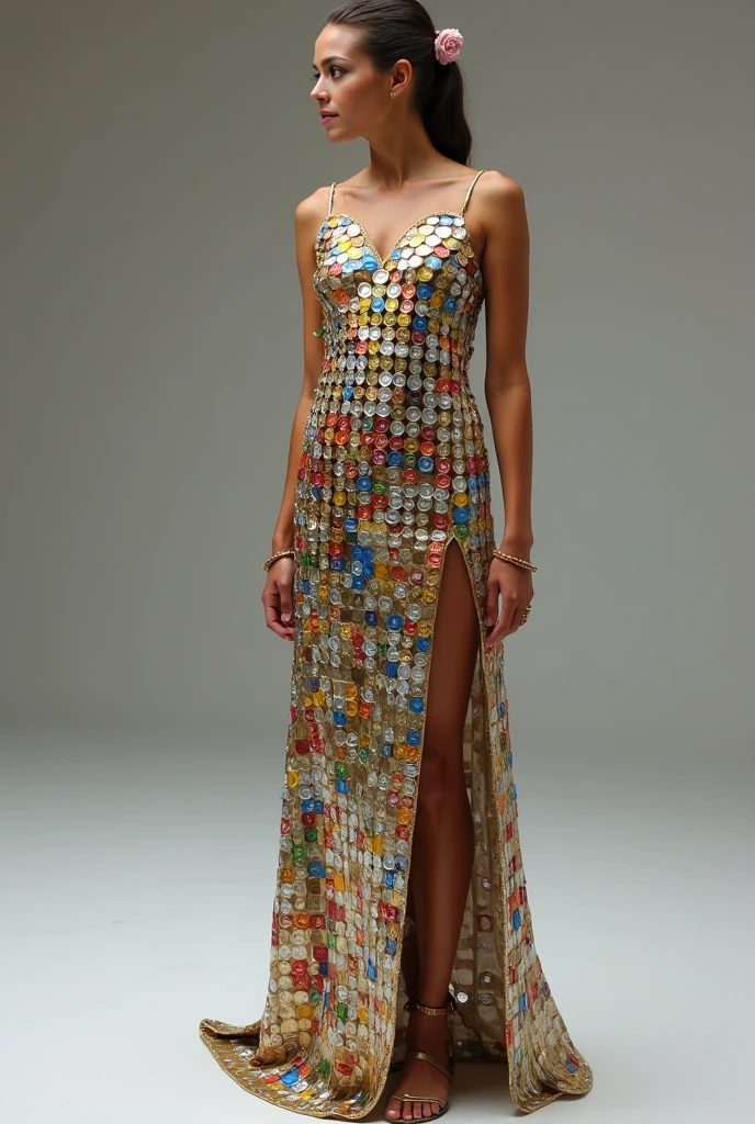 a sculptured vintage dresses on a washing line made of precious metals with many hard and soft pamcrystal components, very detailed, intricate, spring color palette, dark background <lora:pam_crystal:0.75>