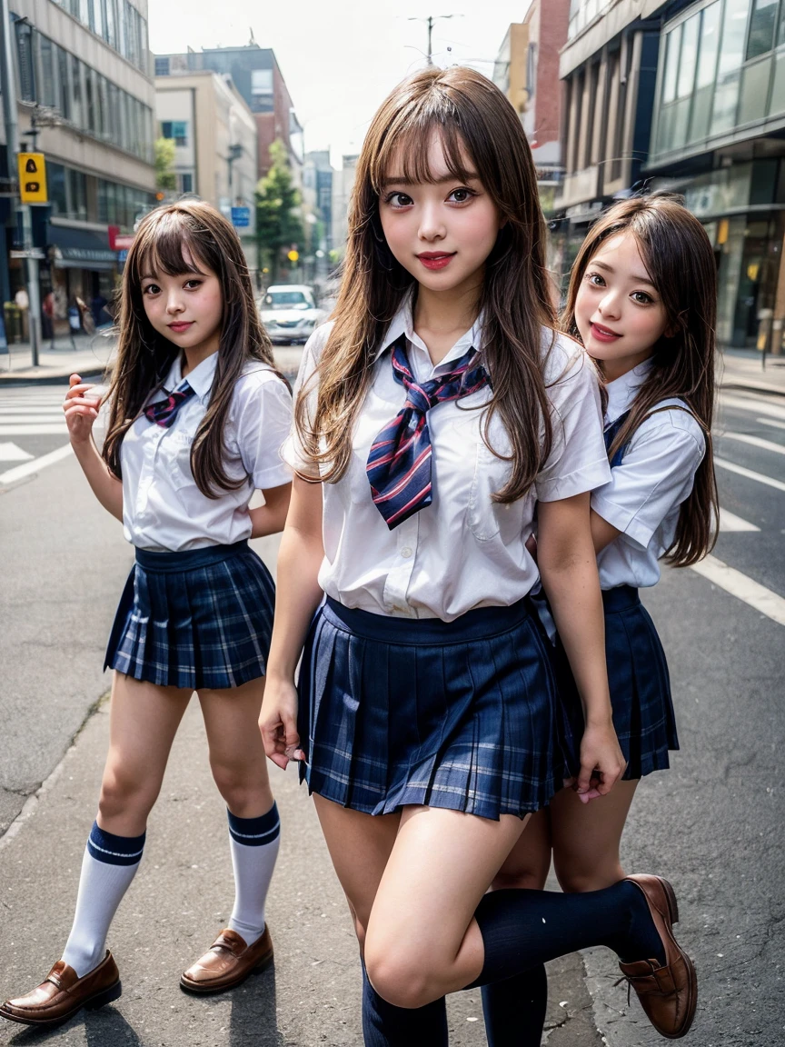 Front right hand beautiful woman, only two hands (correct description), Shibuya crossing added