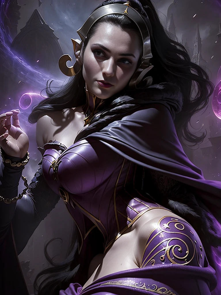 (masterpiece,top-quality,top-quality,Detailed and complex,official art,aesthetically pleasing:1.3),(female),(Liliana),(realistic art:1.3),(moon,stars,celestial,fantasy,cinematic lighting,background),chiaroscuro,intricate details,striking composition,elegant,regal,mesmerizing