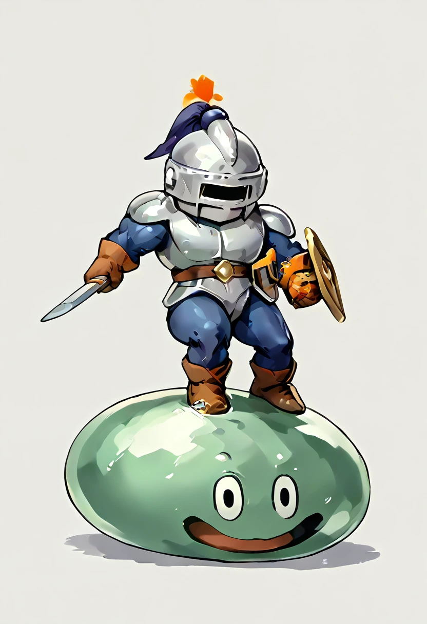 Highest quality,Huge muscles,Huge erect penis,slime knight,young knight、Tidus impersonating the Slime Knight,No helmet on the head