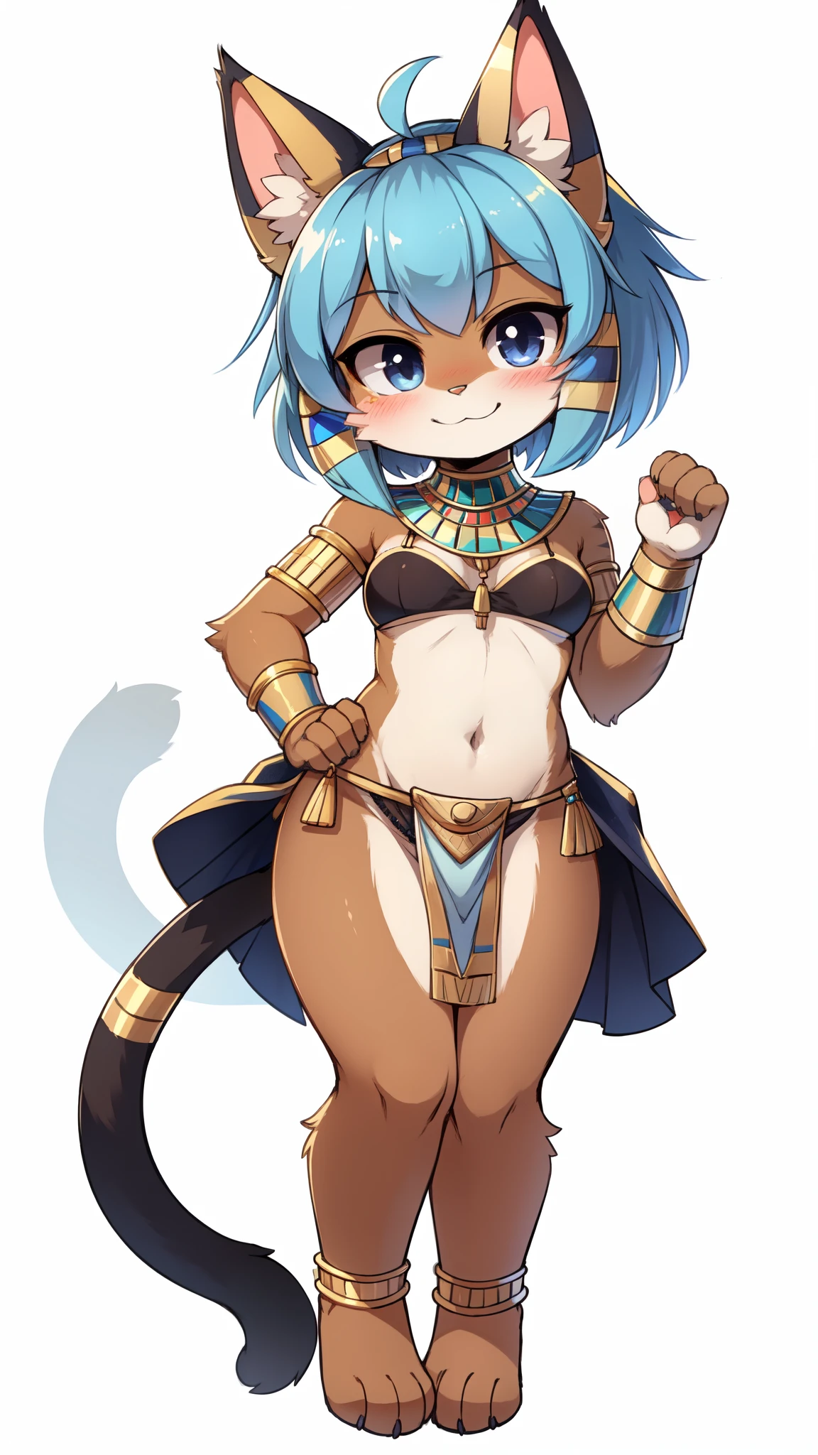 ankha cat female , Pokémon style ,big wide hips, Clothing , shortstack