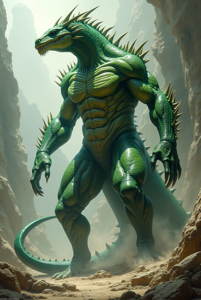 It was a creature of impressive size, Half human, half animal. Her body was covered with scales, which shimmered in a dark green. A knowing glow sparkled from her deep-set eyes, and their claws dug into the ground.