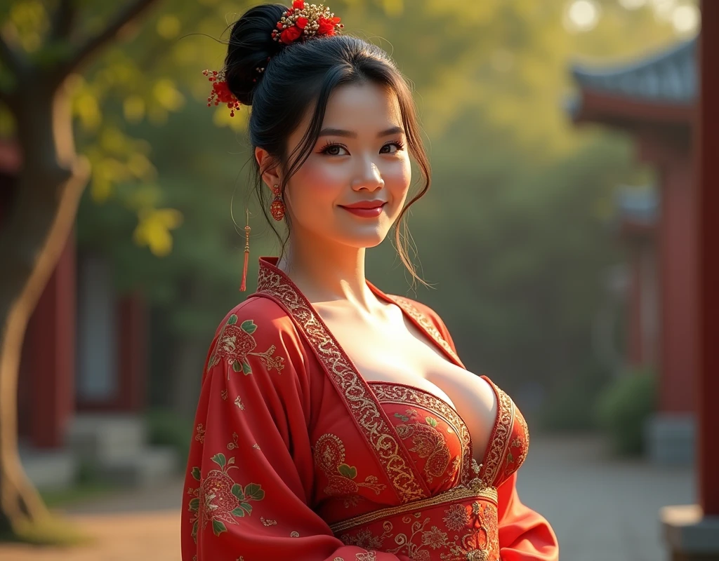 a sexy chinese girl handing on boobs