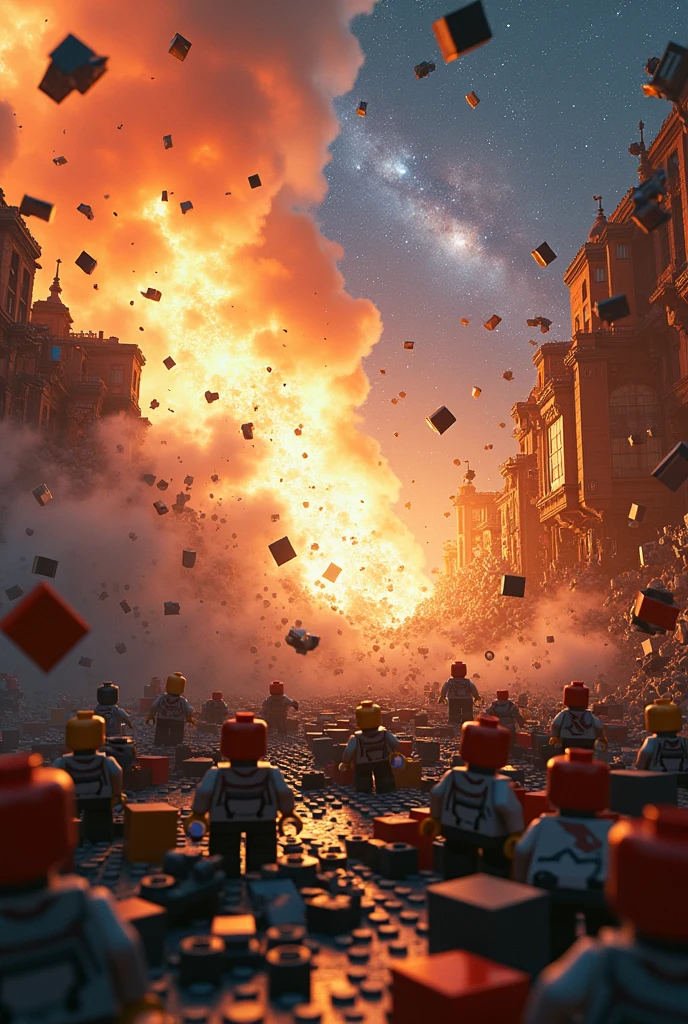 TNT explodes in a Minecraft city
